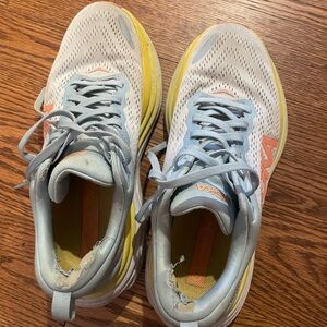 Hoka Light Blue and Yellow Running Shoe